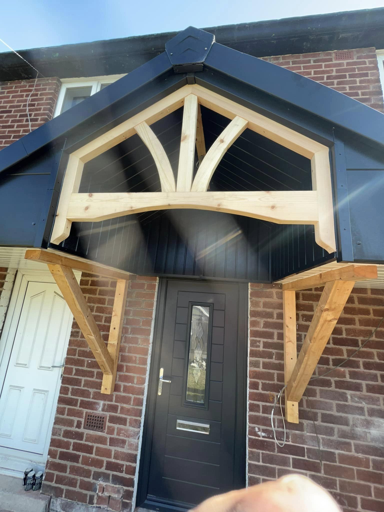 Newly installed black gable roof
